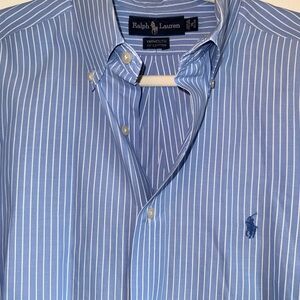 Ralph Lauren Blue and White Stripe Button-Down Shirt